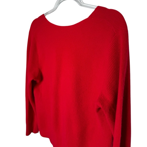 Club Monaco | 100% Cashmere Ribbed Twist Back Reversible Sweater in Red XS - Picture 4 of 7